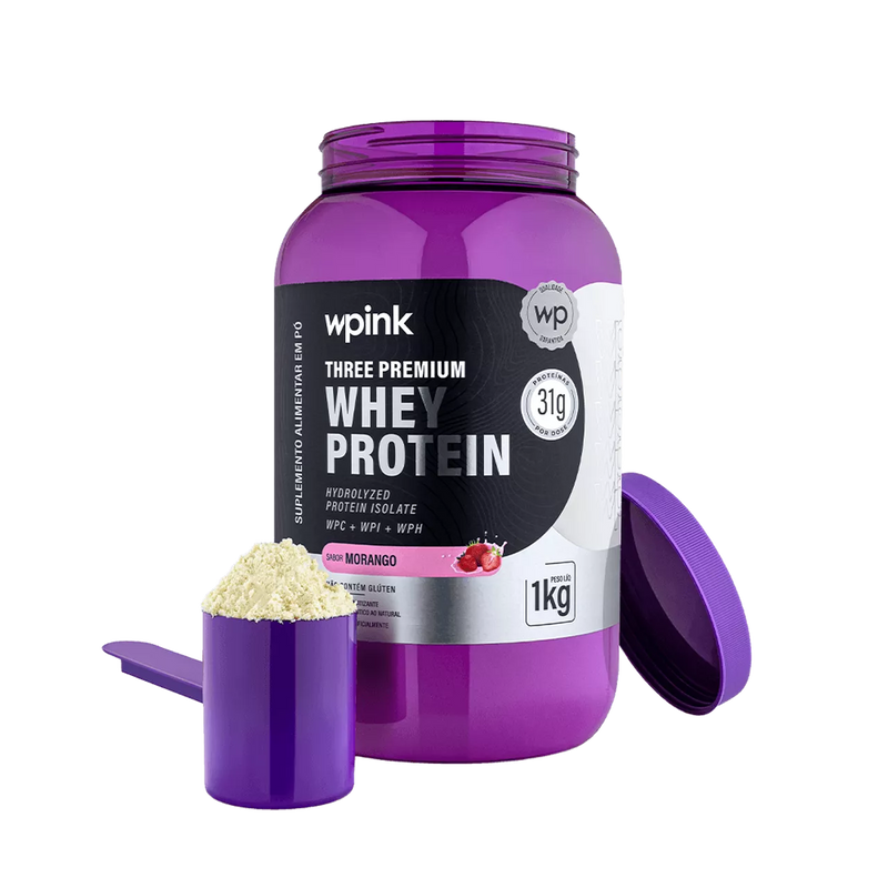 three premium whey protein morango 3W - (1kg)