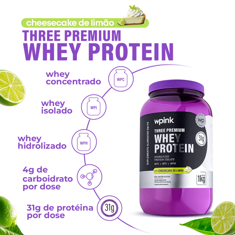 three premium whey protein cheesecake de limão 3W - (1kg)